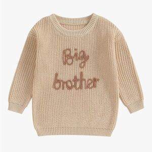 NWOT Beige 'Big Brother' Knit Sweater 4-5T